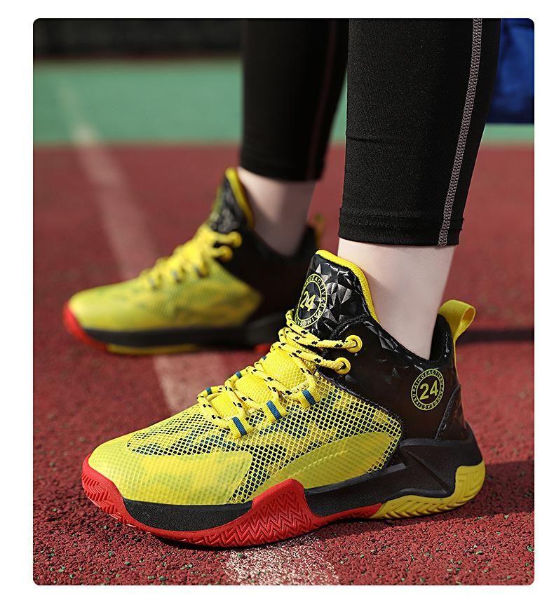 Boys Basketball Shoes Kids Running Basketball Shoes Yellow