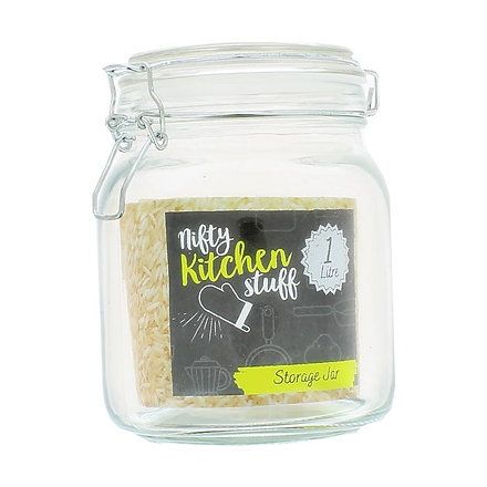 Clip Top Reusable Glass Jar, 1 Litre