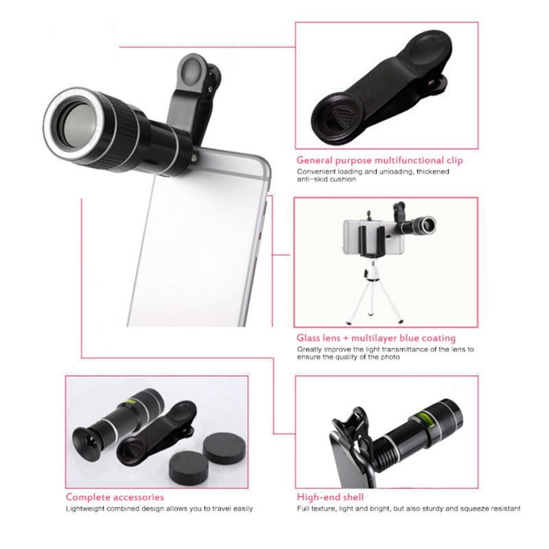 20X Universal Zoom High Clarity Telescope Mobile Phone-Black