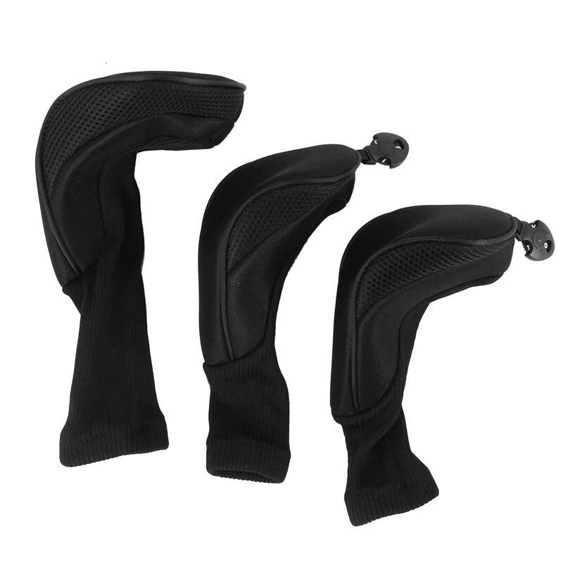 Black Golf Head Covers Driver 1 3 5 Fairway Woods Headcovers for Golf Club Fits All Fairway and Driver Clubs 3Pcs