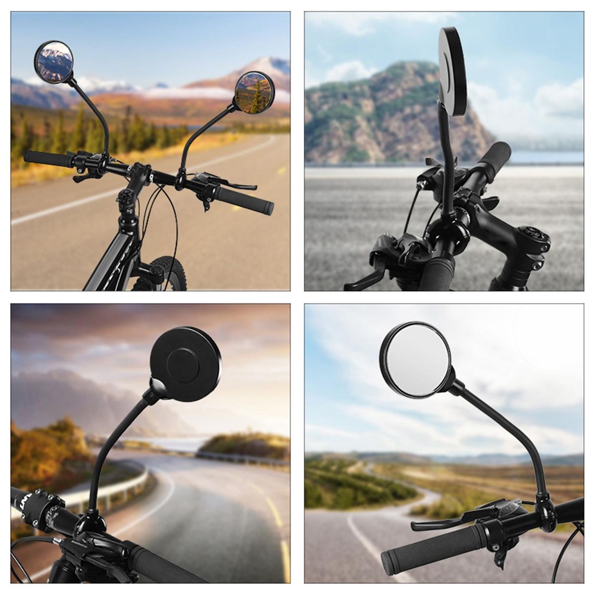 Bicycle Rear Mirror 360 Degree Rotating Safe Rearview Mirror Black
