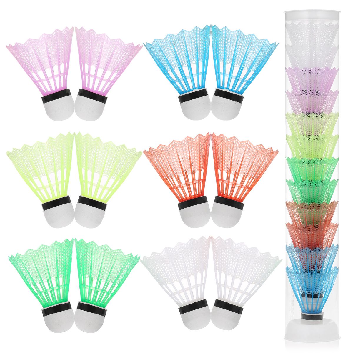 12pcs Nylon Shuttlecocks Durable Plastic Badminton