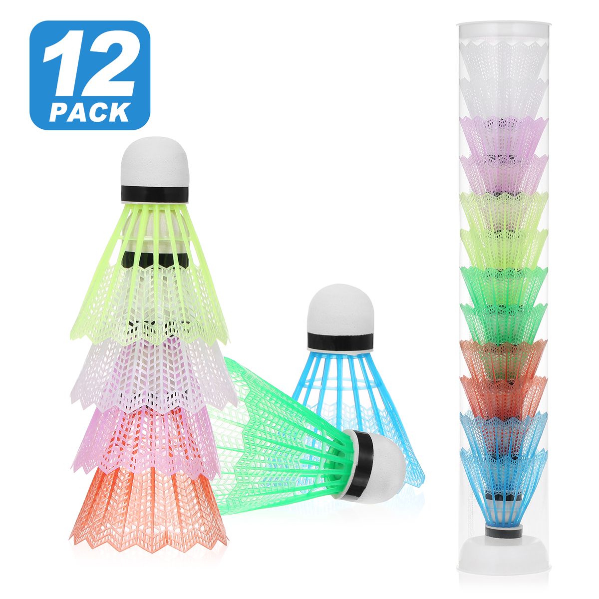 12pcs Nylon Shuttlecocks Durable Plastic Badminton