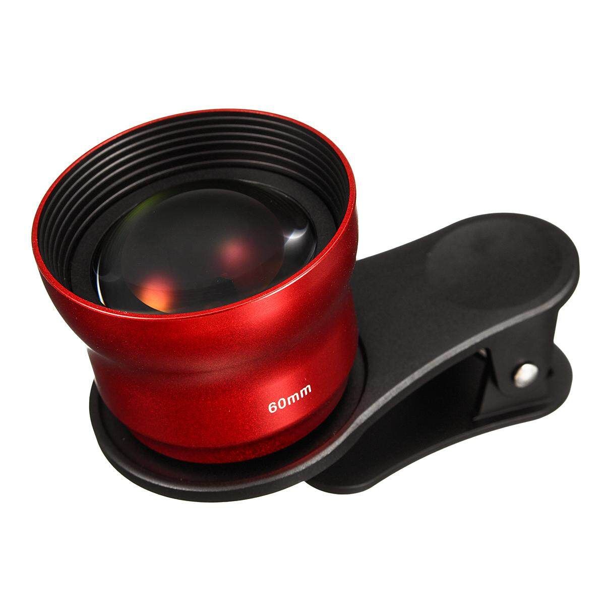 60mm Optical Lens For Cell Mobile Phone Camera Portrait With Universal Clip UK Red