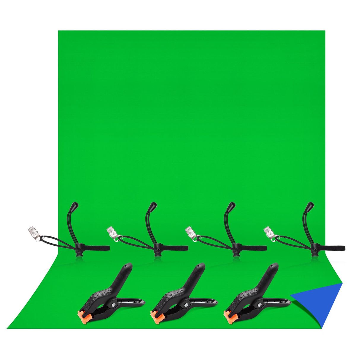 Andoer 1.5 * 2M/ 4.9 * 6.6ft Photography Studio Bi-Color Backdrop Washable Background Screen Polyester-Cotton Material with 3pcs Backdrop Clamps 4pcs Elastic Clips, Blue & Green 2-in-1