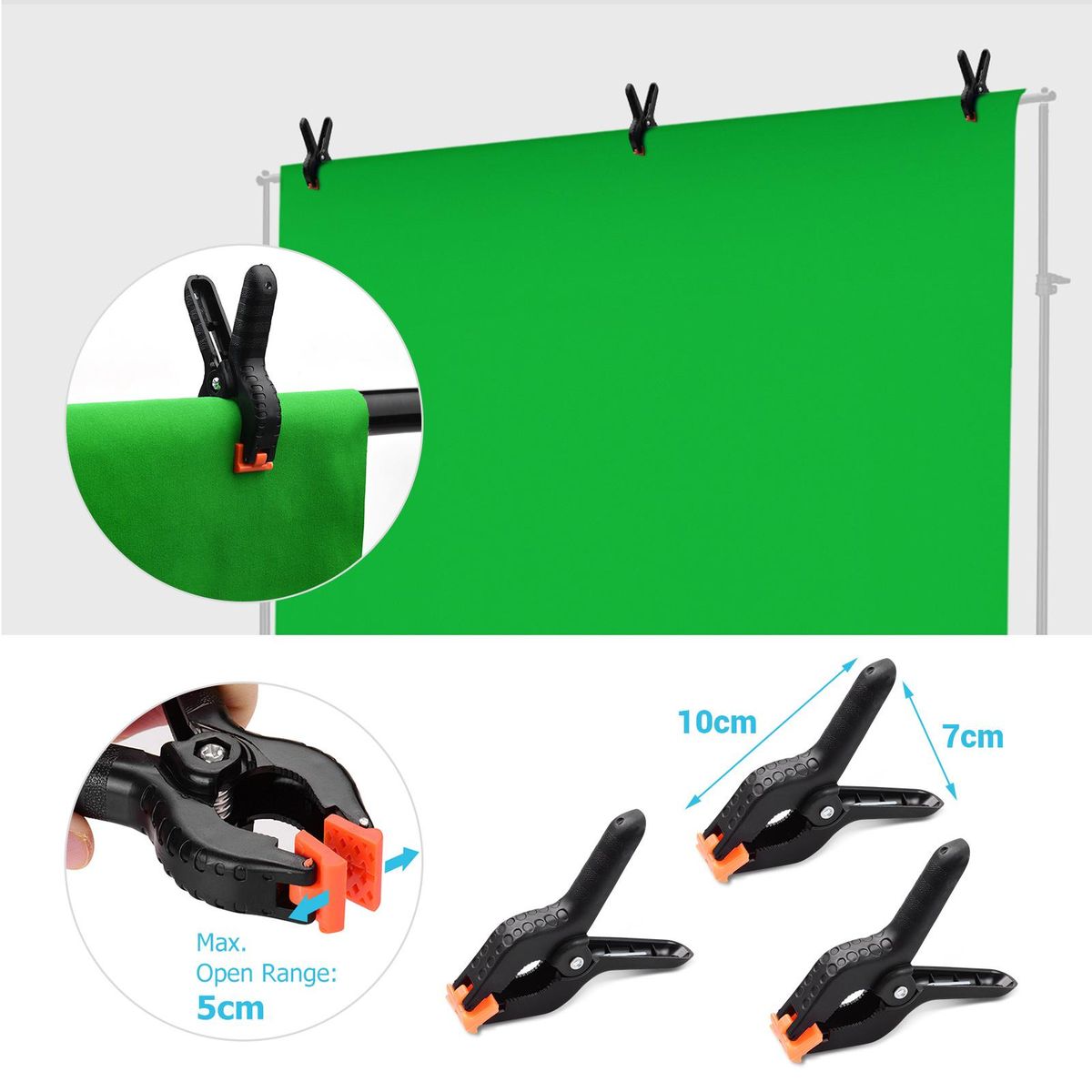 Andoer 1.5 * 2M/ 4.9 * 6.6ft Photography Studio Bi-Color Backdrop Washable Background Screen Polyester-Cotton Material with 3pcs Backdrop Clamps 4pcs Elastic Clips, Blue & Green 2-in-1