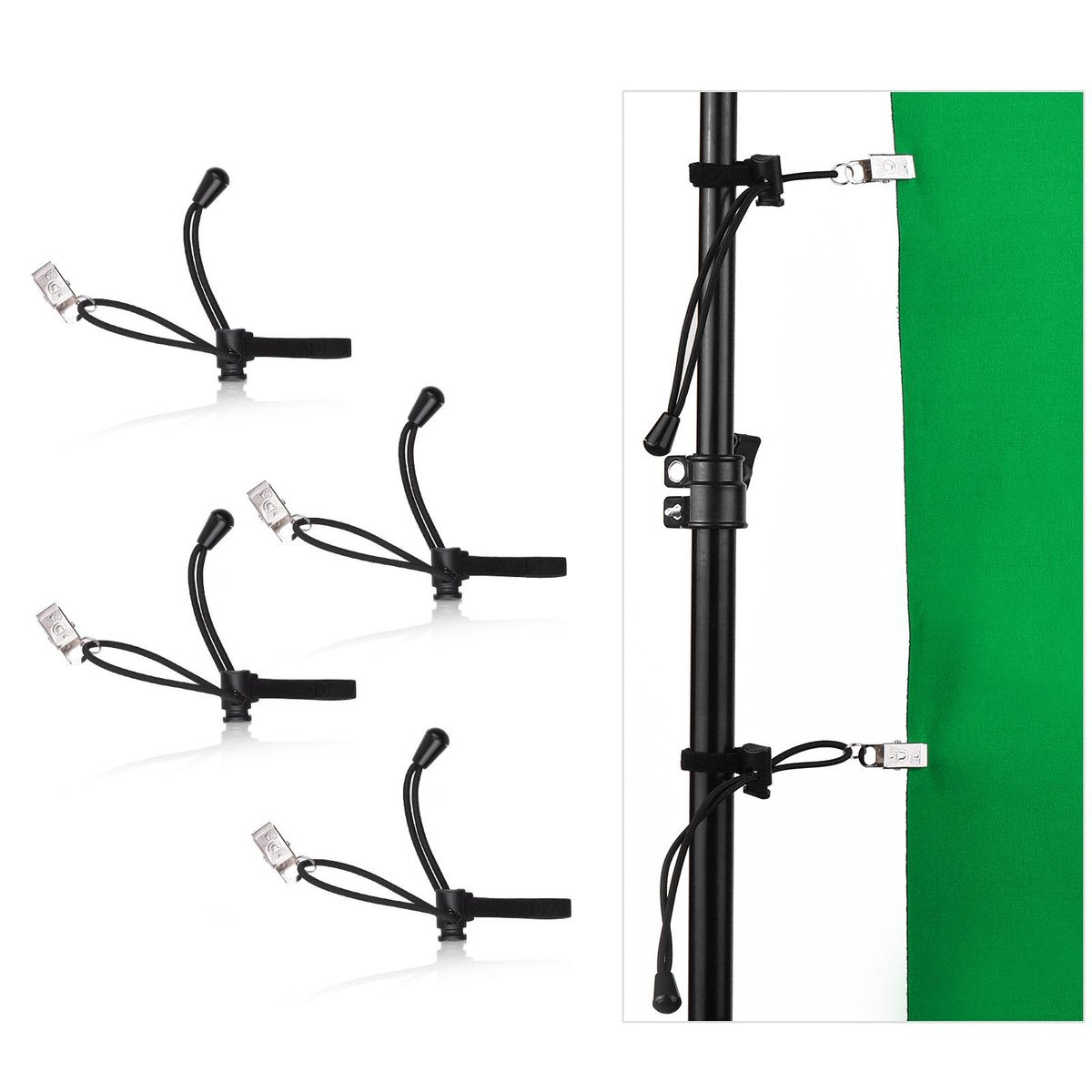 Andoer 1.5 * 2M/ 4.9 * 6.6ft Photography Studio Bi-Color Backdrop Washable Background Screen Polyester-Cotton Material with 3pcs Backdrop Clamps 4pcs Elastic Clips, Blue & Green 2-in-1