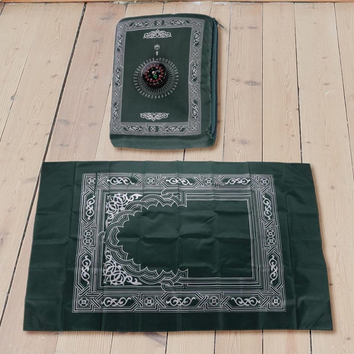 Portable Prayer Mat Rug - Turkish Pocket Praying Rug Thick Dark Green