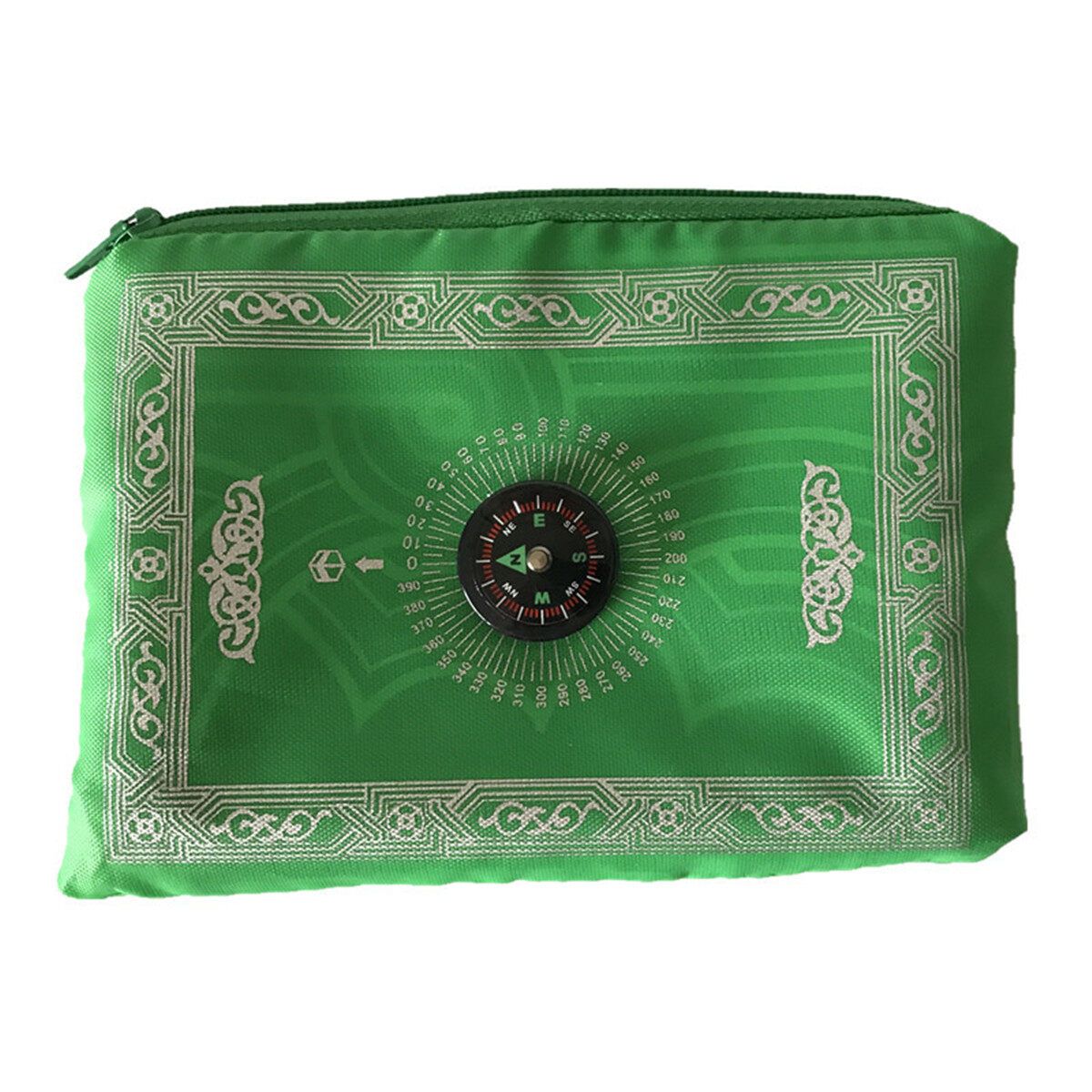 Eid Mubarak Islamic Muslim Pocket Prayer Rug Mat Travel Lightweight PVC Plastic Blanket Green