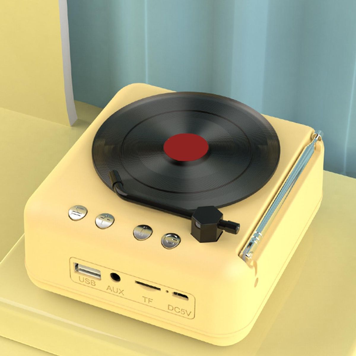 Bluetooth-compatible 5.0 Speaker Vintage Vinyl Bluetooth Speaker Lemon Yellow