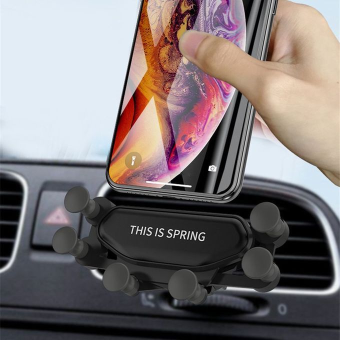 Non-Slip Automati  Grip  Ar Phone Holder Stand Gravity Bra Ket Phone Holder-black