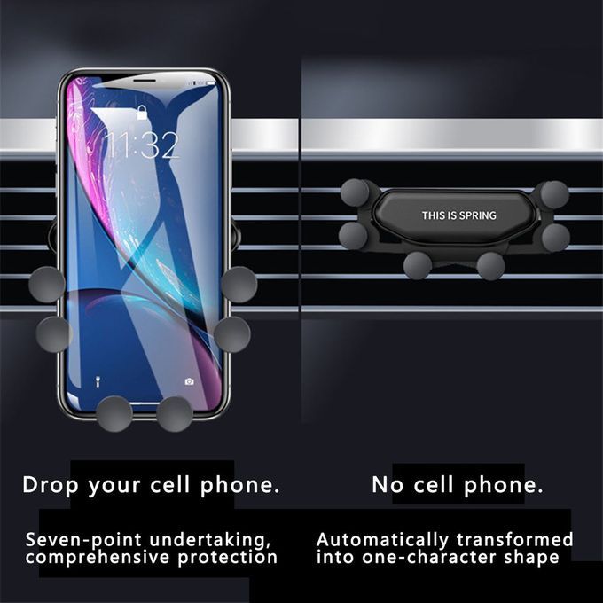 Non-Slip Automati  Grip  Ar Phone Holder Stand Gravity Bra Ket Phone Holder-black