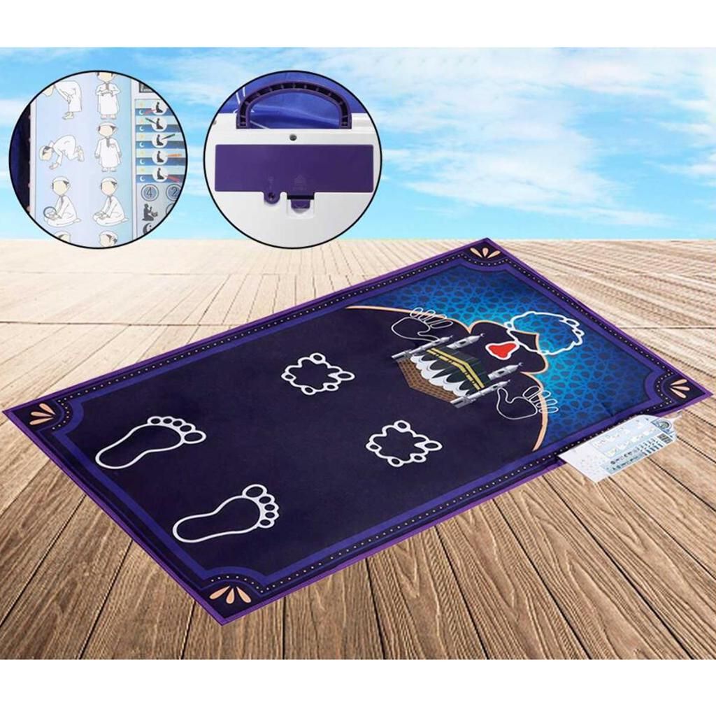 Muslim Mat Prayer Rug Intelligent Interactive Pray Teaching Pad Blue A