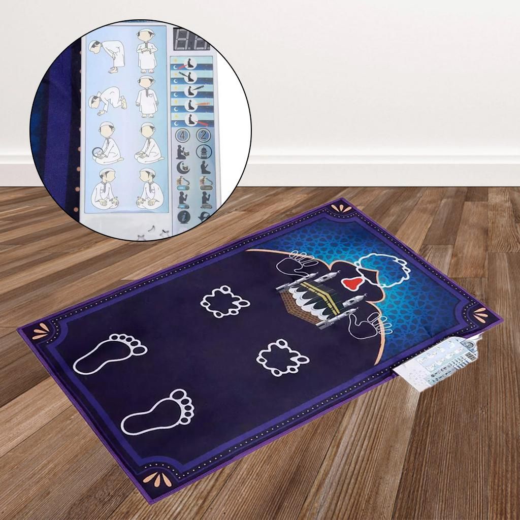 Muslim Mat Prayer Rug Intelligent Interactive Pray Teaching Pad Blue A