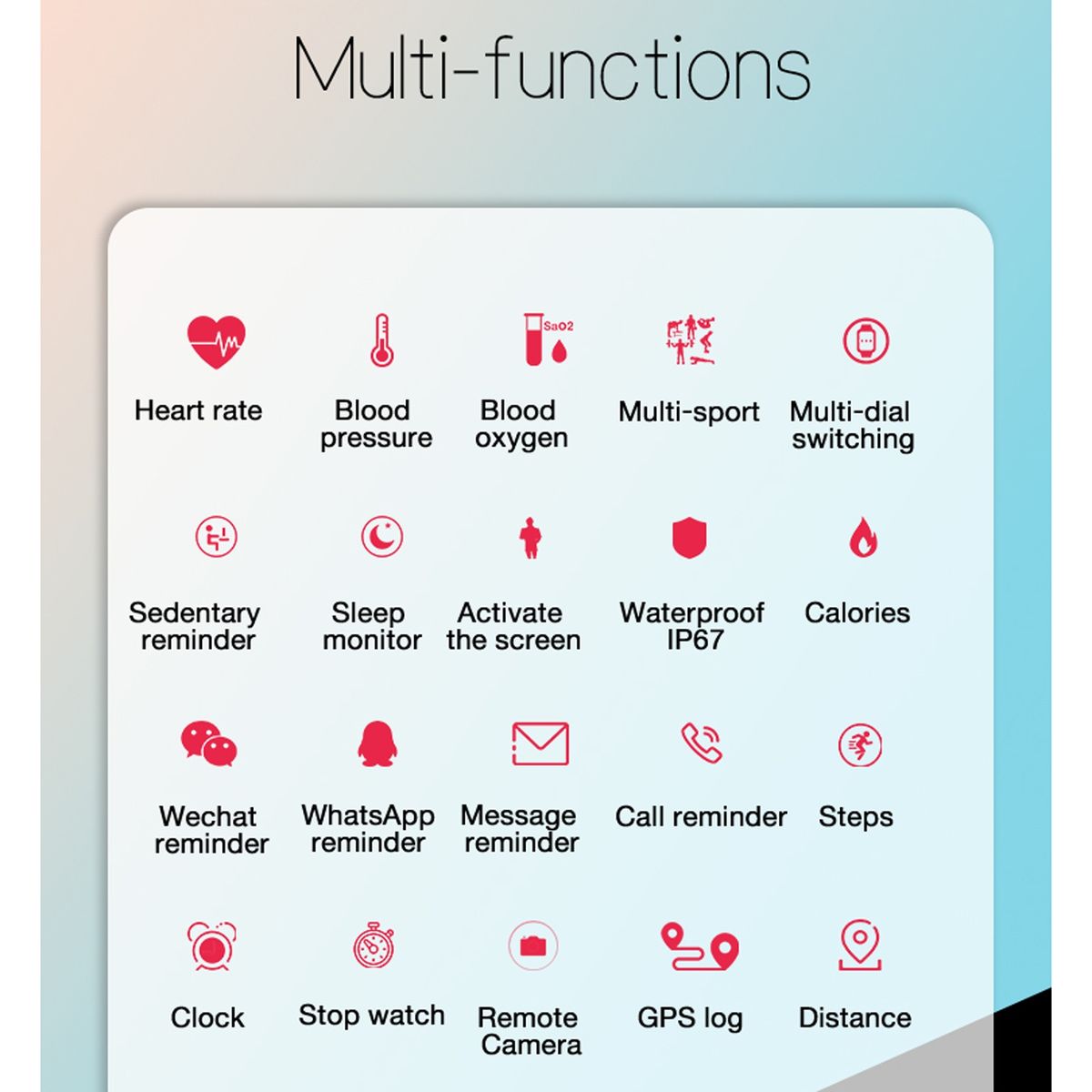 TFT Touch Screen IP67 Waterproof Smart Bracelet, Support Sleep Monitor / Heart Rate Monitor / Blood Pressure Monitor(Pink)