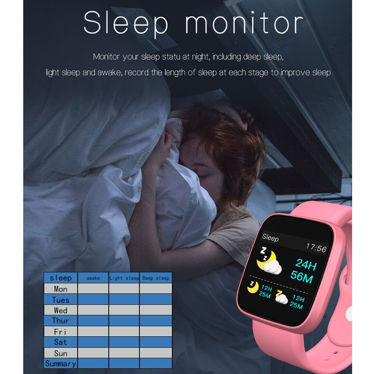 TFT Touch Screen IP67 Waterproof Smart Bracelet, Support Sleep Monitor / Heart Rate Monitor / Blood Pressure Monitor(Pink)