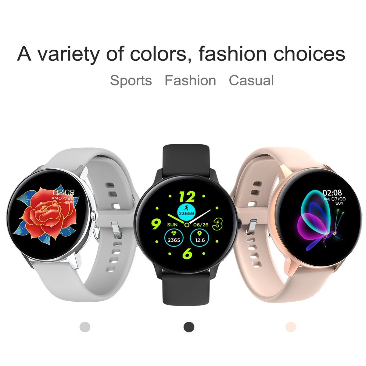 Smart Watch, IP68 Waterproof, Support Temperature/Heart Rate/Blood Pressure/Sleep  Monitoring(Pink)