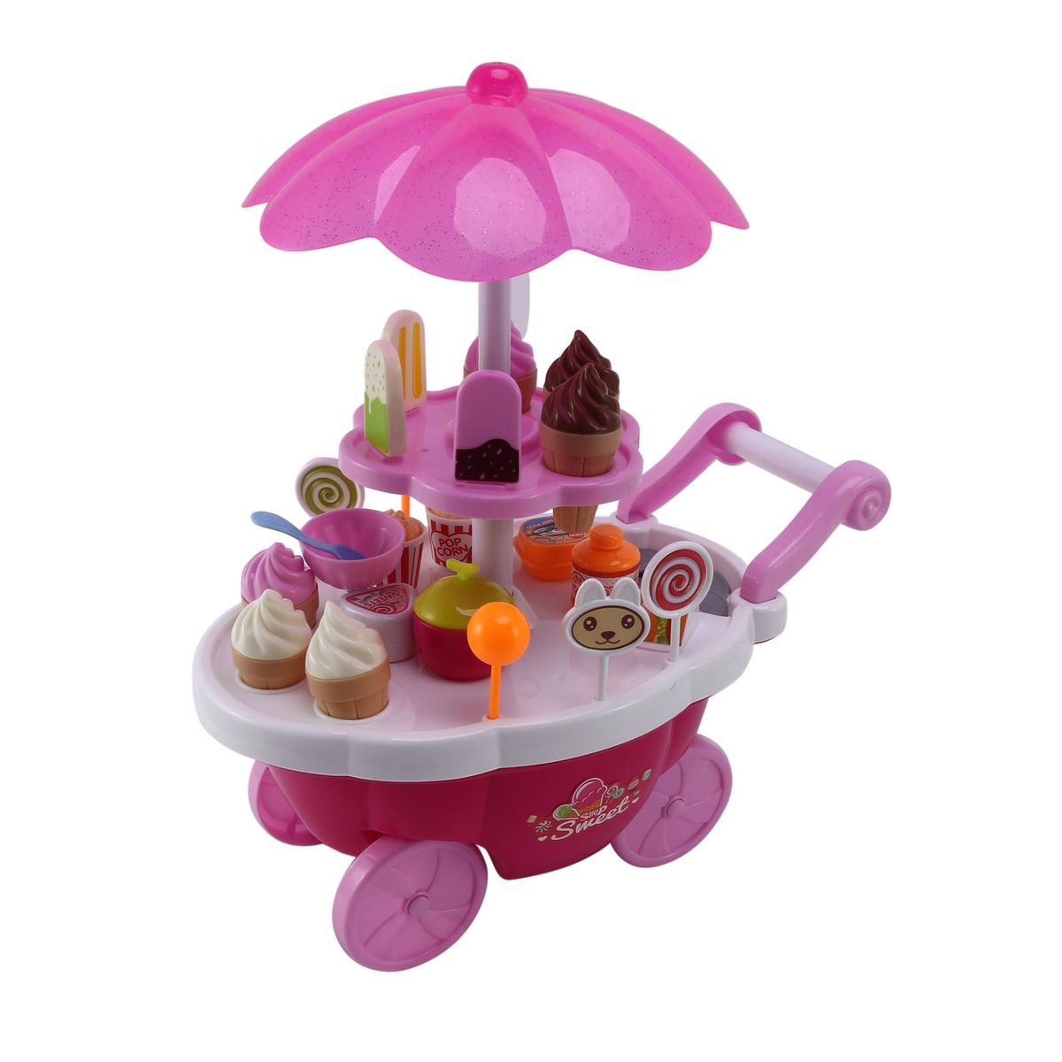 Simulation Small Carts Girl Mini Candy Cart Ice Cream Shop Supermarket Children 'S Toys Playing Home Pink