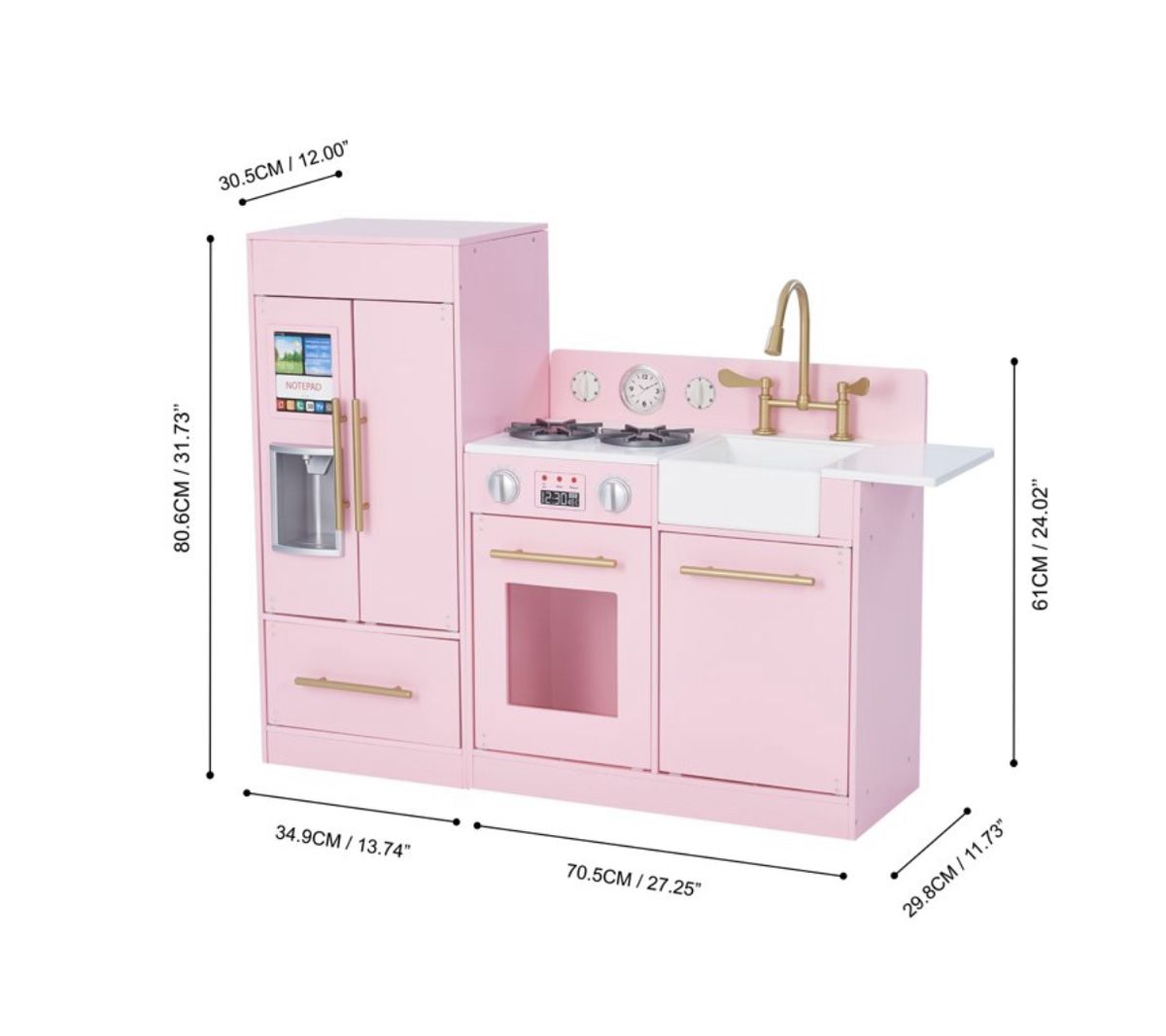 Teamson Kids - Little Chef Chelsea Modern Play Kitchen, Pink
