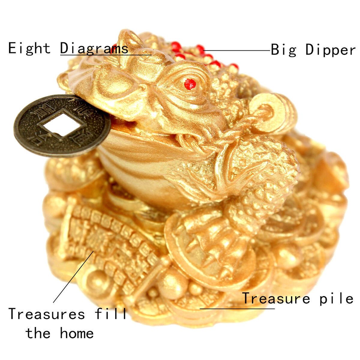 Feng Shui Money LUCKY Fortune Oriental Chinese Ching Frog Toad Coin Home Decor