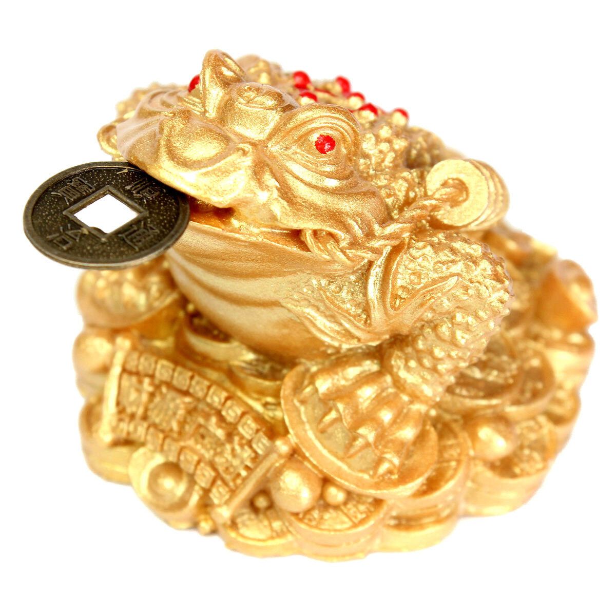 Feng Shui Money LUCKY Fortune Oriental Chinese Ching Frog Toad Coin Home Decor