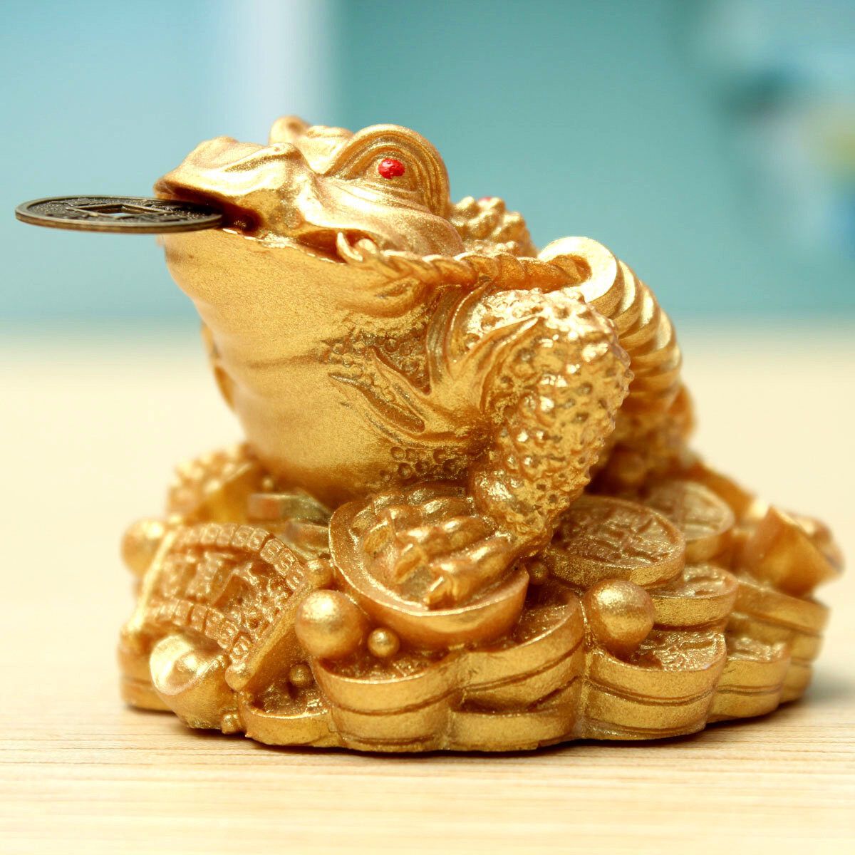 Feng Shui Money LUCKY Fortune Oriental Chinese Ching Frog Toad Coin Home Decor