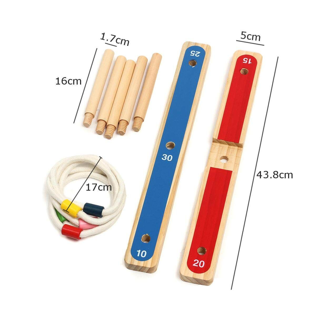 Rope Hoop Wooden Quoits Fun Ring Toss Game Set Pegs Hoopla Activity Toys Ringer