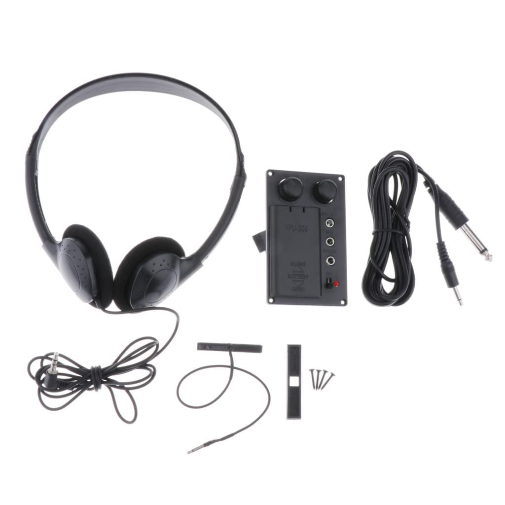 Electric Violin Pickup Piezo Preamp Accessory With Headphone + 10 Inch