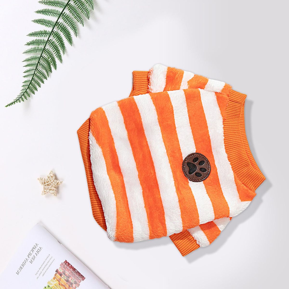 Dog Pullover Stripes Pet Dog Cat Two-legged Blouse Top Orange