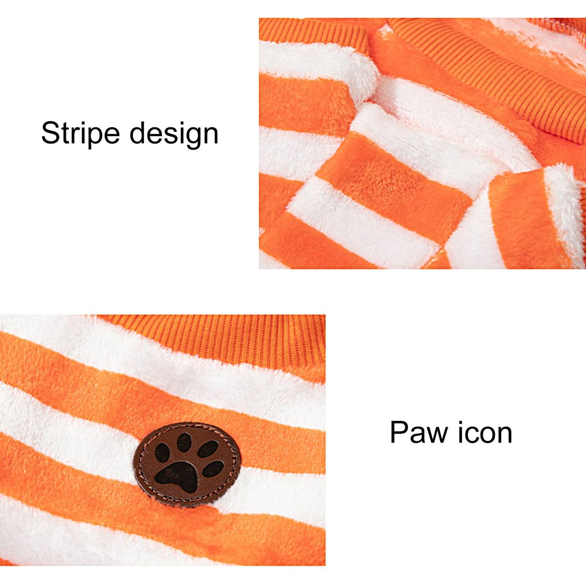 Dog Pullover Stripes Pet Dog Cat Two-legged Blouse Top Orange