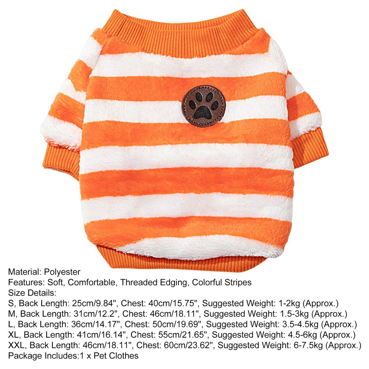 Dog Pullover Stripes Pet Dog Cat Two-legged Blouse Top Orange