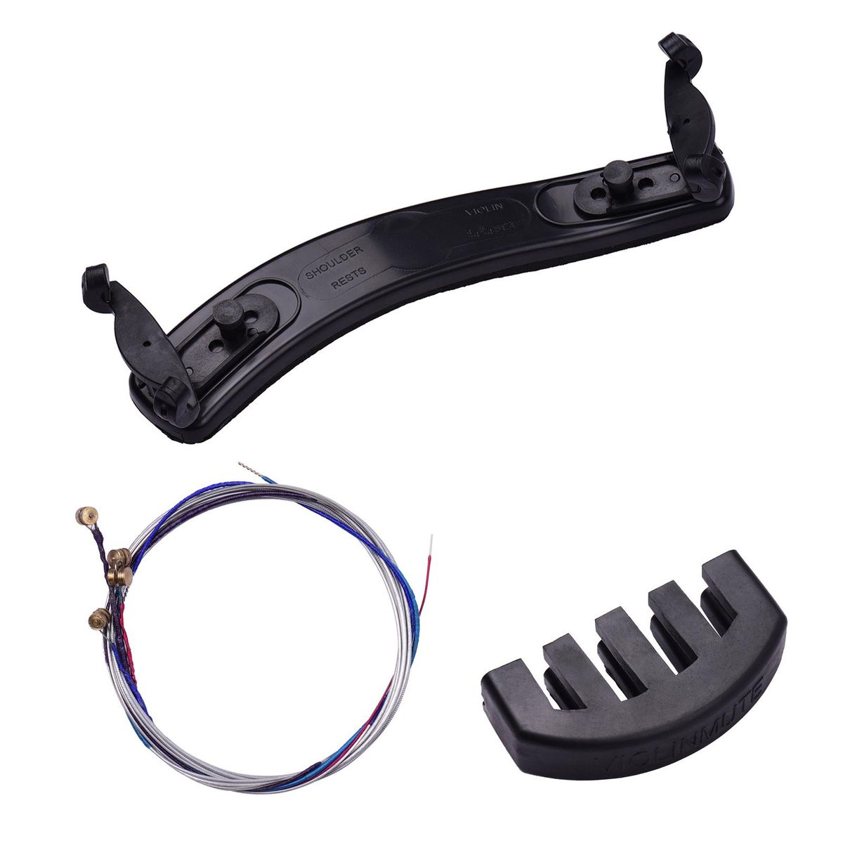 Violin Shoulder Rest Mute Strings Set Violin Part Replacement Kit for 3/4 4/4 Violins