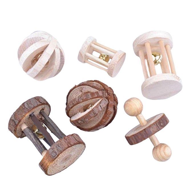 Wood Gerbil Guinea Pig Chinchilla Hamster Chew Toys Dumbbells Play Toy