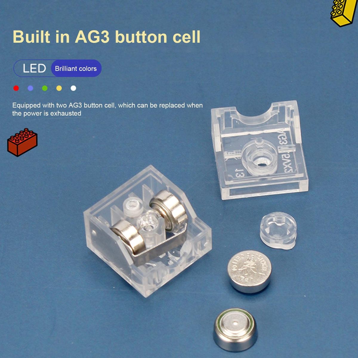Building Block Toy Light Up Building Block Brick Yellow