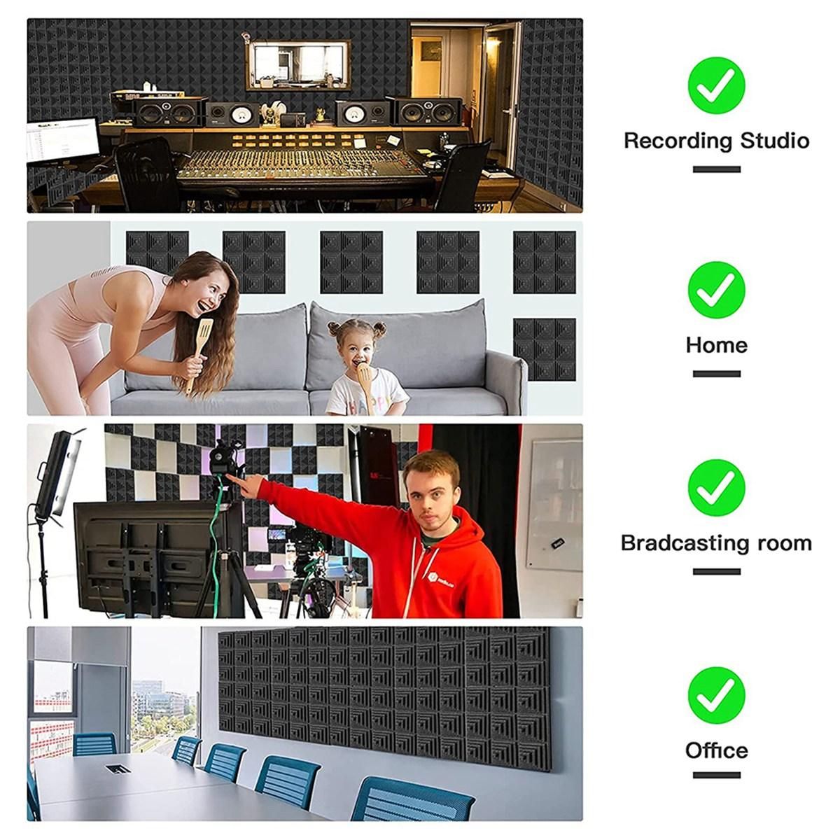 12Pcs Acoustic Foam Panel,for Music Studio Bedroom Home,Etc,