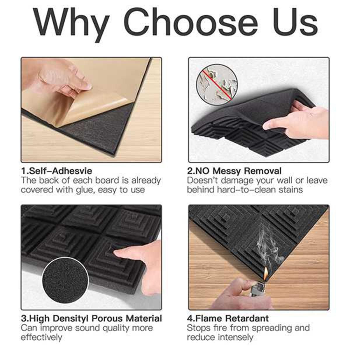 12Pcs Acoustic Foam Panel,for Music Studio Bedroom Home,Etc,