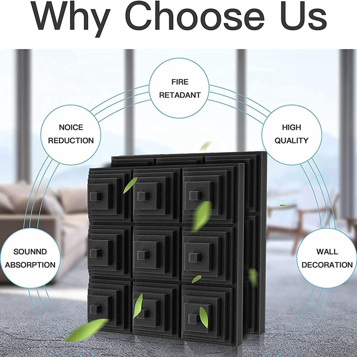 12Pcs Acoustic Foam Panel,for Music Studio Bedroom Home,Etc,