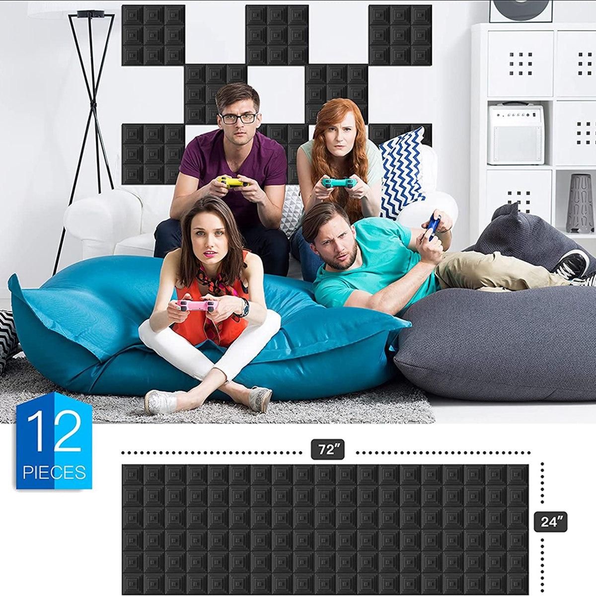 12Pcs Acoustic Foam Panel,for Music Studio Bedroom Home,Etc,