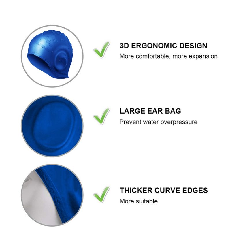 EsoGoal Ear Protection Swimming Cap Waterproof Silicone Hat