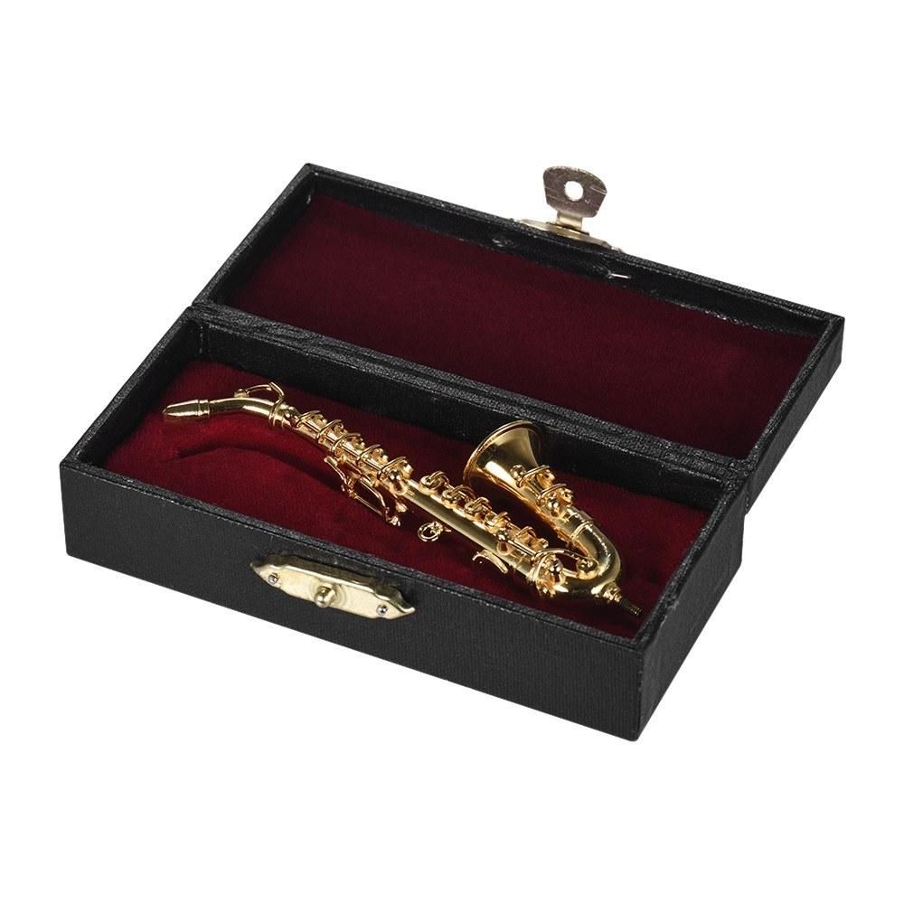 Mini Brass Alto Saxophone Sax Model Exquisite Desktop Musical Instrument Decoration