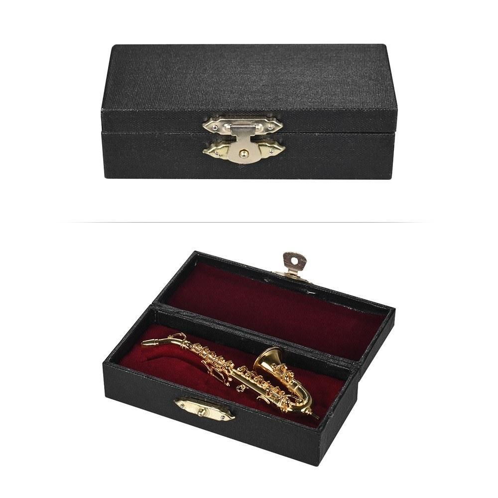 Mini Brass Alto Saxophone Sax Model Exquisite Desktop Musical Instrument Decoration