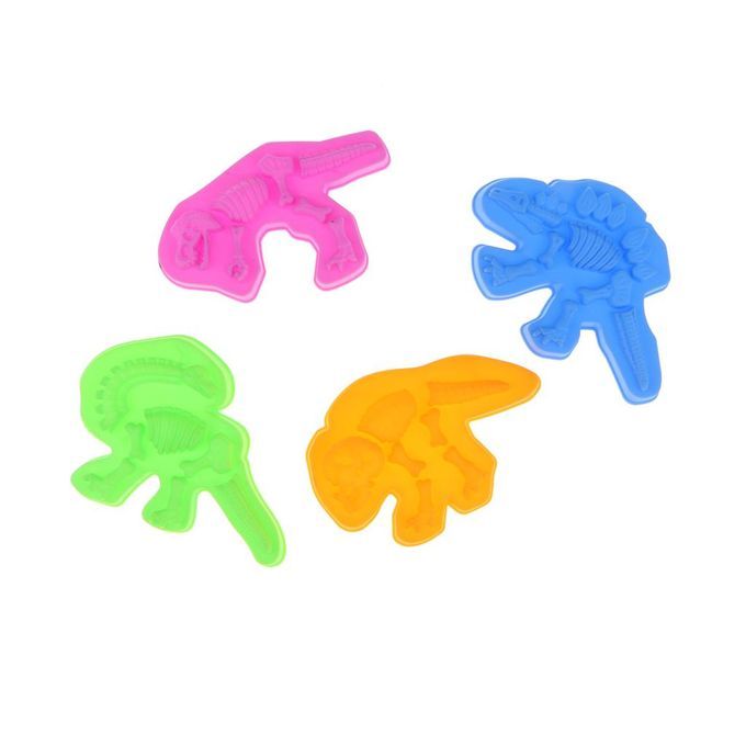 Set Of 4 Plastic Dinosaur Skeleton Sand Molds Beach Sand Box Kids Toy
