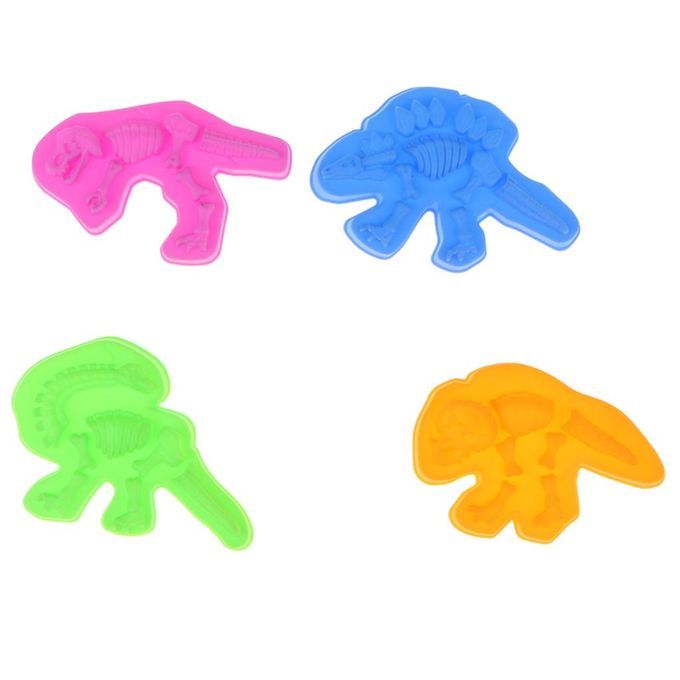Set Of 4 Plastic Dinosaur Skeleton Sand Molds Beach Sand Box Kids Toy