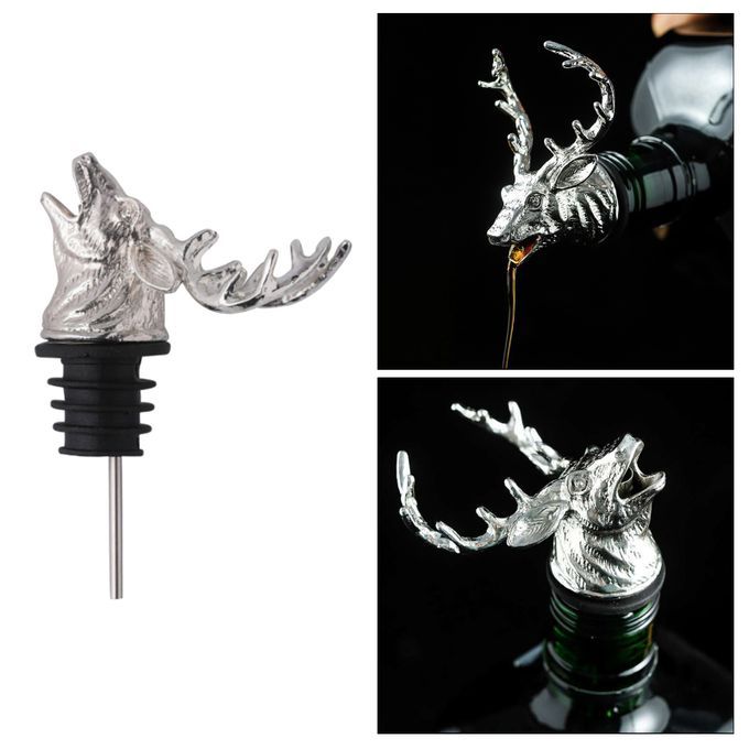 Animal Head-Wine Pourer Spout,Wine Bottle Stopper For Bar Tools Deer