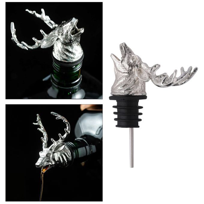 Animal Head-Wine Pourer Spout,Wine Bottle Stopper For Bar Tools Deer