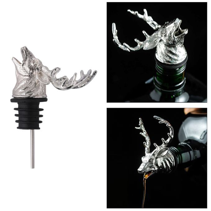 Animal Head-Wine Pourer Spout,Wine Bottle Stopper For Bar Tools Deer