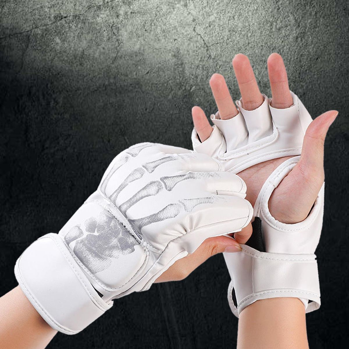 Mma Boxing Gloves Sport Mittens Half Mitts For Youth Demon Hand White