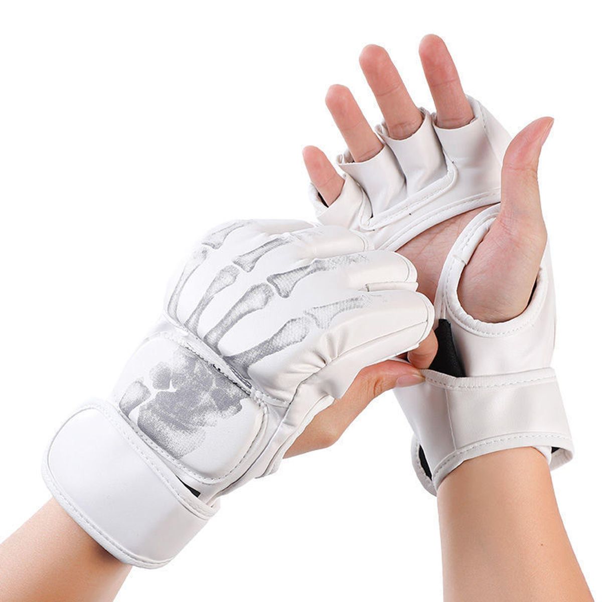 Mma Boxing Gloves Sport Mittens Half Mitts For Youth Demon Hand White