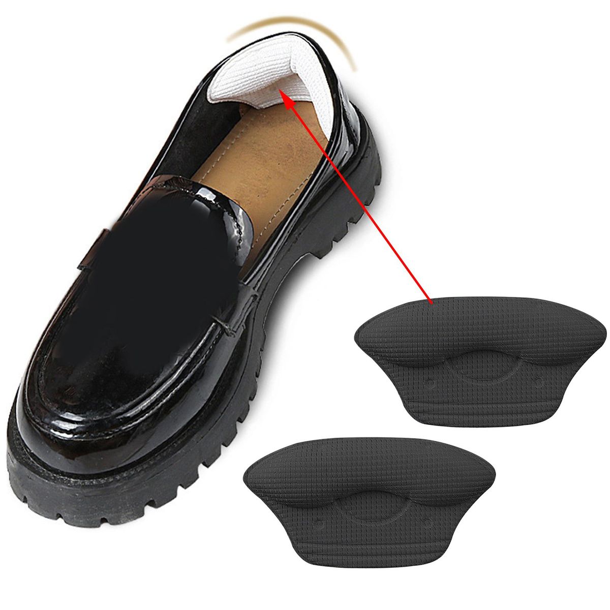 Shoes Heel Cushion Pads Liners For Loose Shoes Soft Shoe Black 9mm