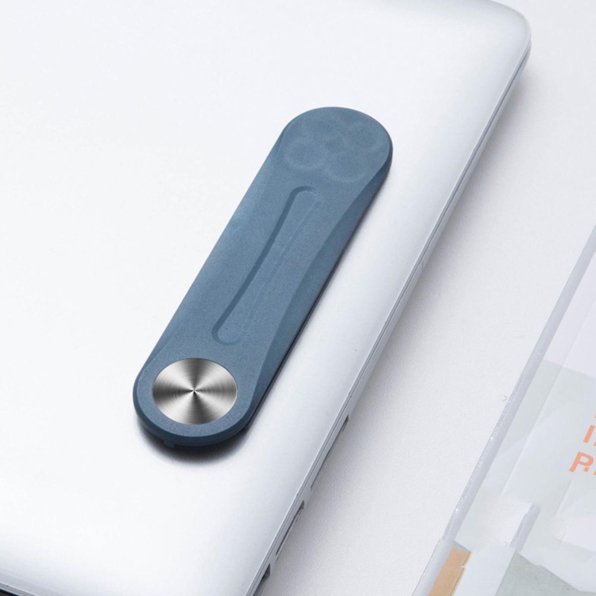 Foldable Laptop Side Phone Holder Magnetic Phone Stand  Blue